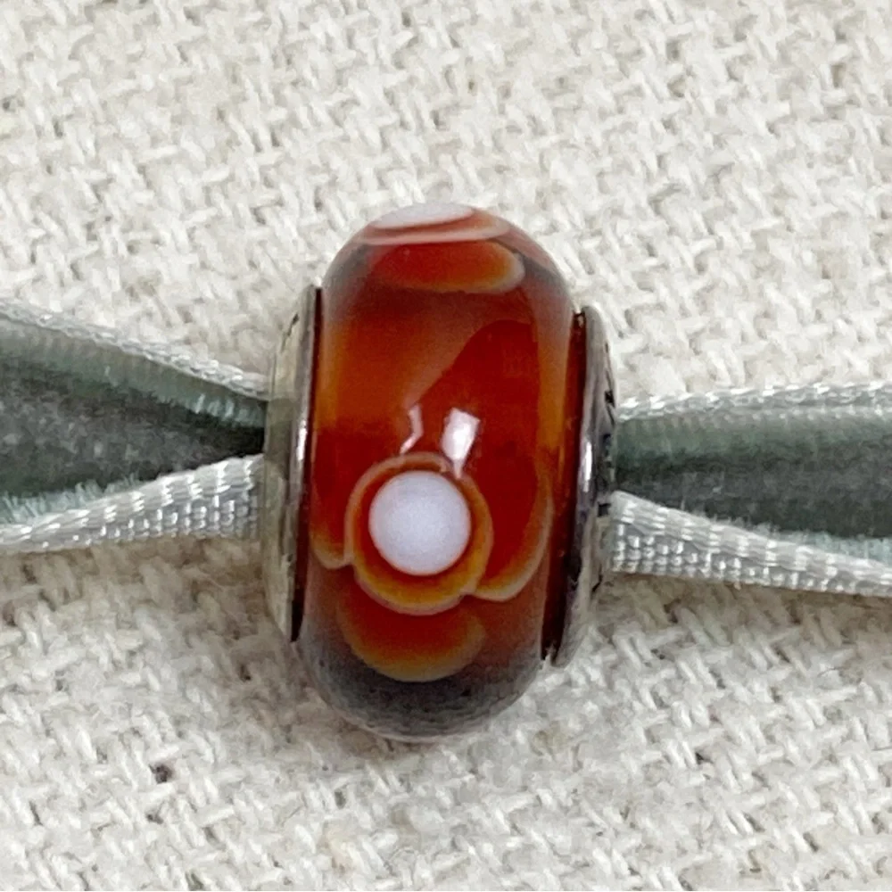 Pandora Red Flowers For You Murano Glass Charm 790646